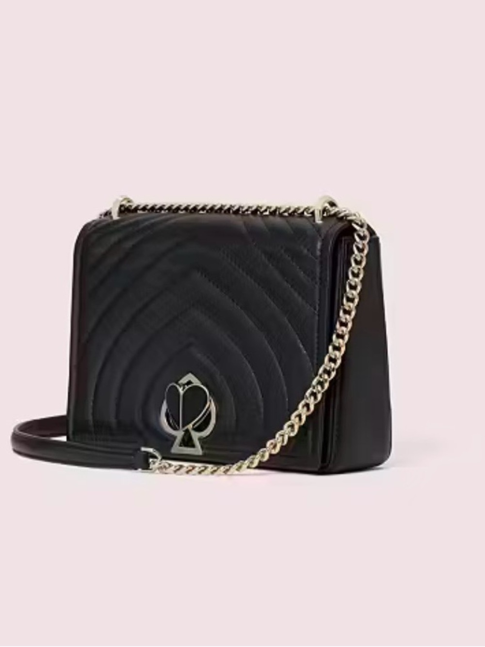 🖤 Kate Spade New York Amelia Twistlock Black Quilted Shoulder Gold Chain
